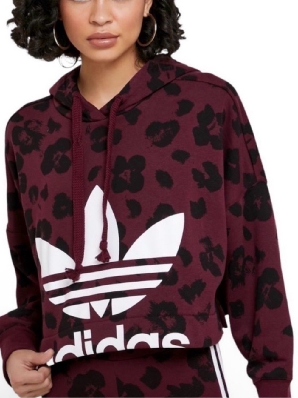 Adidas Originals Women's Bellista Cropped Hoodie Maroon/Black